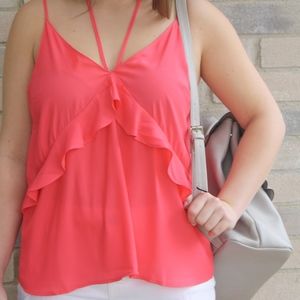 Coral Ruffle Tank
